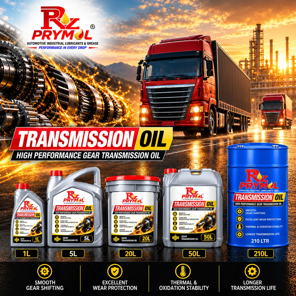 Prymol Transmission Oil pack sizes
